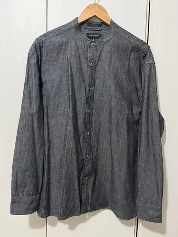 BANANA REPUBLIC 다크 그레이 M 밴드 카라 셔츠