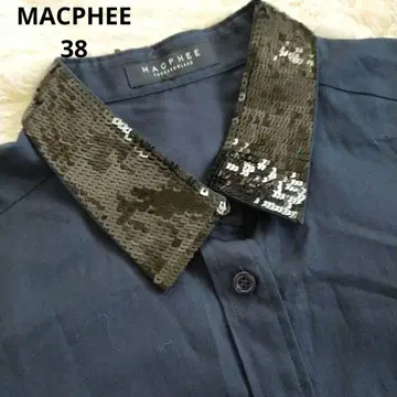 MACPHEE 스팽글 옷깃 네이비 코튼 셔츠 [ 38 ]