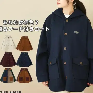 [ 새상품 ] CUBE SUGAR 후드 부착 판초 코트