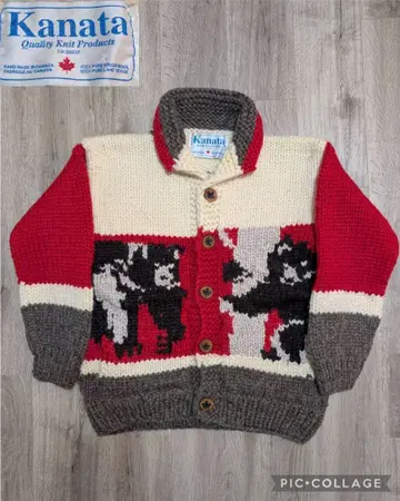 희귀 패턴 [Kanata] 캐나다제 곰 패턴 카우친 스웨터