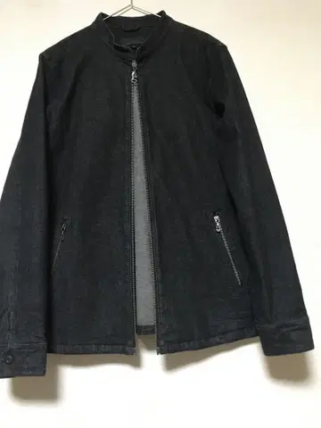 00s Y2K 더블 지퍼 스탠드 카라 블랙 데님 자켓