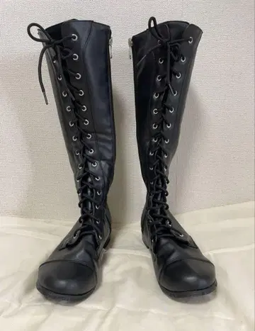 레이스업 롱 블랙 24cm 댄스 부츠
