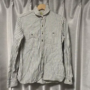 빔즈 x 슈가케인 스트라이프 워크 셔츠 별주 일본제