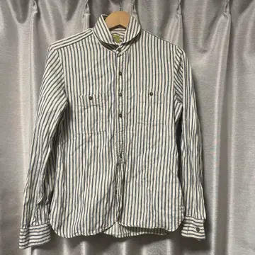 빔즈 x 슈가케인 스트라이프 워크 셔츠 별주 일본제