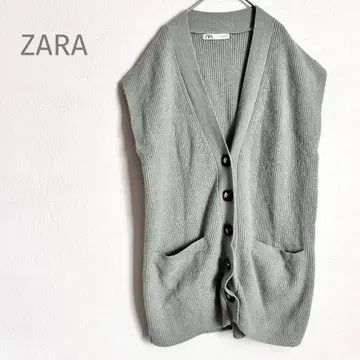 ZARA 니트 베스트 민트 그린 버튼 캐주얼 빅 사이즈