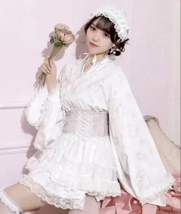노에미 토끼 튤 플레어 유카타 드레스 핑크 유카타