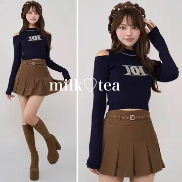 택 포함 새상품 다리치 레이어드 라이크 로고 니트탑 네이비 프리 F