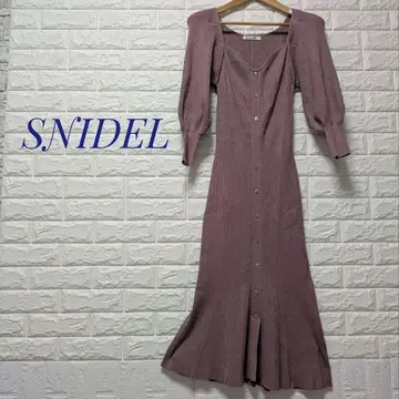 SNIDEL 퍼플 핑크 롱 니트 원피스