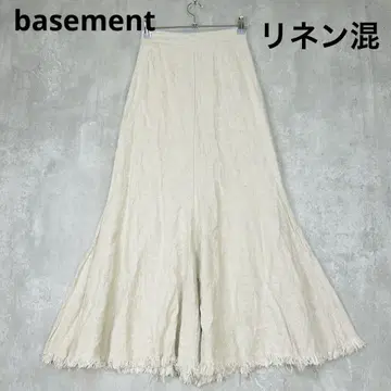 basement 린넨 스커트 내추럴 화이트 화이트 베이지 플레어