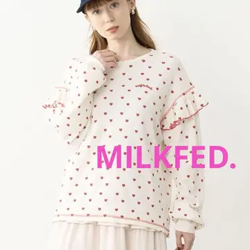 MILKFED.FRILL HEART WAFFLE TOP 하트