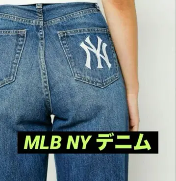MLB NY 로고 BTTF 다크 블루 부츠컷 데님 S