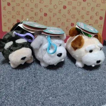 슈나와 밥 꼬리 빙글빙글 마스코트 3종 세트 슈나우저 봉제 인형