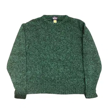 80s 울리치 멜란지 울 니트 스웨터 양 택 블랙 x 그린 레어