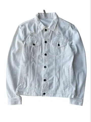 damage design white denim jacket