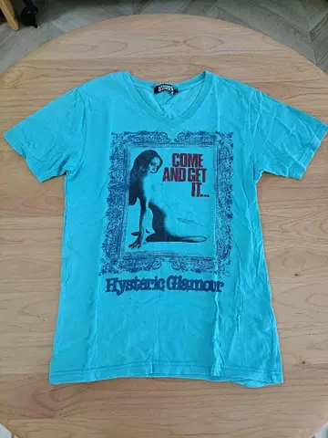 Hysteric Glamour 터콰이즈 V넥 T셔츠 S