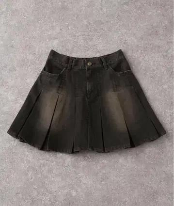 다크 그레이 데님 플리츠 스커트
