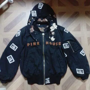 PINK HOUSE 후드 부착 블랙 점퍼