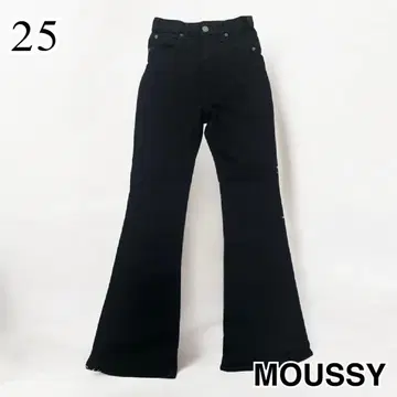 [ 새상품급 ] MOUSSY 마우지 블랙 플레어 데님 25인치