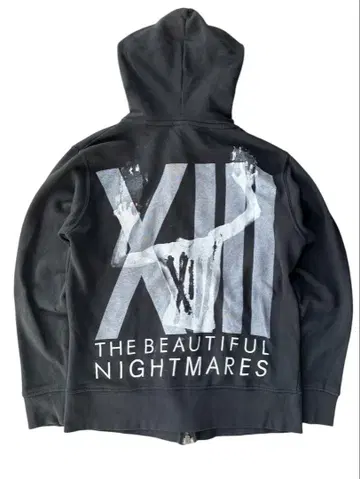 dark graphics double zip hoodie
