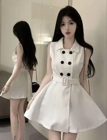 슬리브리스 미니 드레스 벨트 포함
