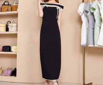 Darich 파이핑 오피숄 원피스 블랙