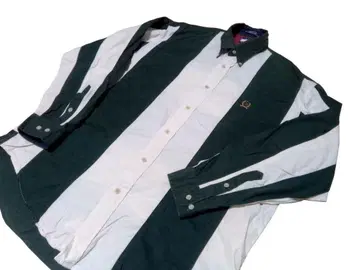 90s TOMMY HILFIGER 로고 자수 버튼 다운 긴팔 셔츠 M