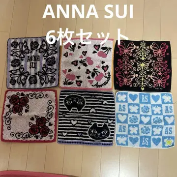 ANNA SUI 손수건 핸드 타월 6개 세트 고양이 장미 나비 묶음 판매
