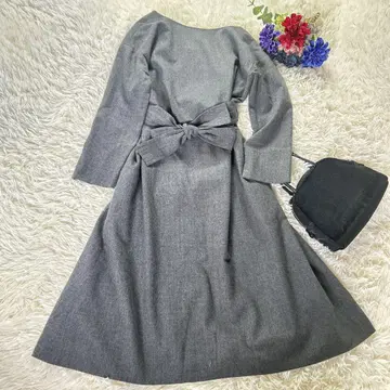 새상품급 고급 Demi-Luxe BEAMS 울 플라노 벨트 원피스 M