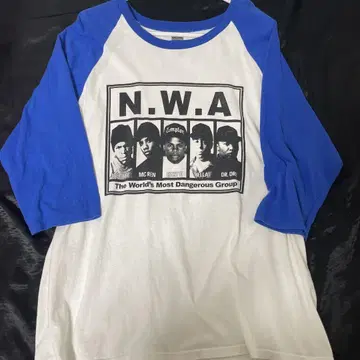 N.W.A 래글런 슬리브 티셔츠 화이트/블루