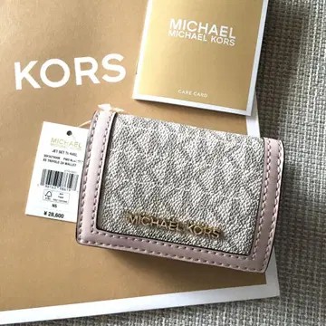 새상품 MICHEAL KORS 마이클코어스 3단 폴더형 지갑 화이트 핑크