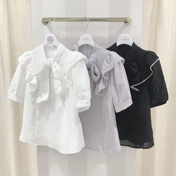 evelyn 에블린 프릴 리본 블라우스 화이트