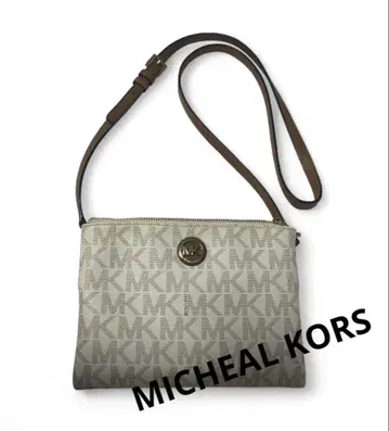 Michael Kors 숄더백 MK 로고 브라운 화이트