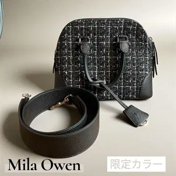 [ Mila Owen ] 미라 오웬 와이드 숄더 트위드 보스턴 백
