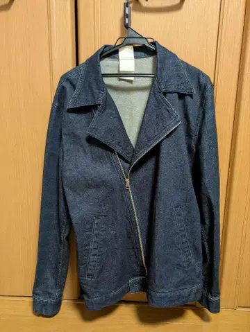 다크 블루 데님 자켓 지퍼 포함
