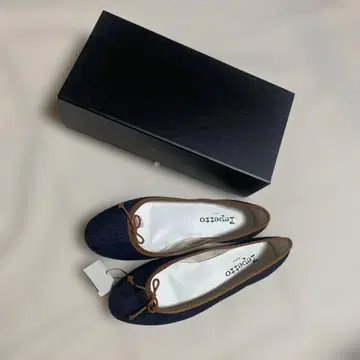 미사용 새상품 Repetto 데님 네이비 발레 슈즈 38