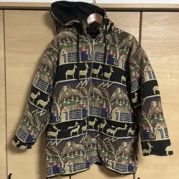 HIMALAYA 동물 패턴 플리스 자켓 올 패턴 L