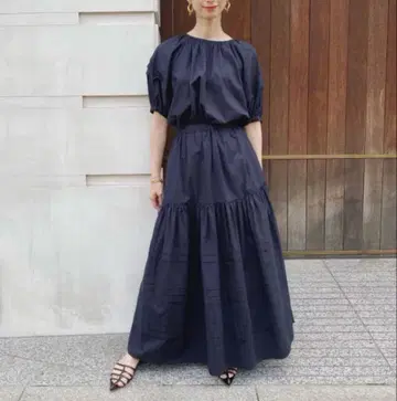 유나이티드 애로우즈 UWCC C/SI 턱 블라우스 맥시 스커트 세트