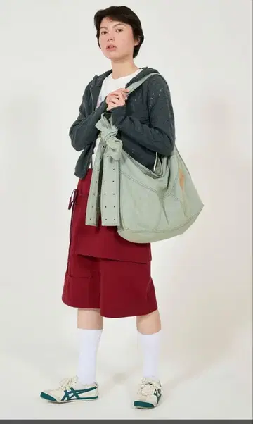 TINA: JOJUN 데님 리본 토트백 민트 블루