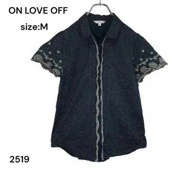 ON LOVE OFF 셔츠 상의 M 도트 무늬 반팔 멋스러운 귀여운
