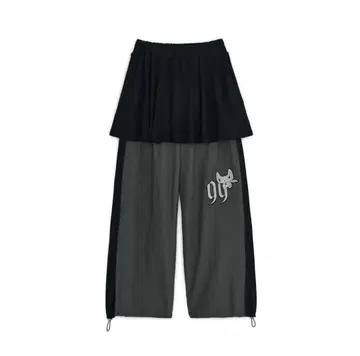 Patch skirt layered joggerpants charcoal