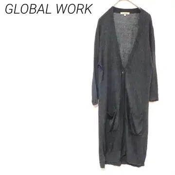 GLOBAL WORK 블랙 롱 가디건 M 얇은 소재 캐주얼