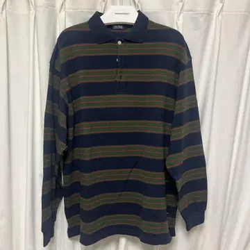 Nautica 네이비 스트라이프 긴팔 피케 셔츠