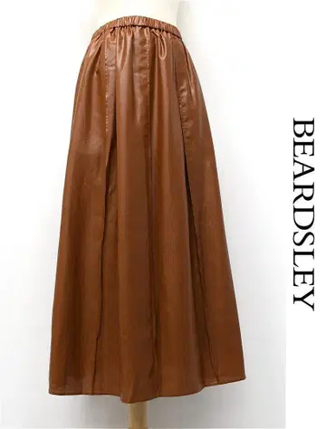 I461/BEARDSLEY 레더라이크 턱 스커트 롱 1 카멜