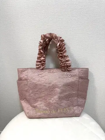 Maison de FLEUR 레이스 새틴 토트백 핑크