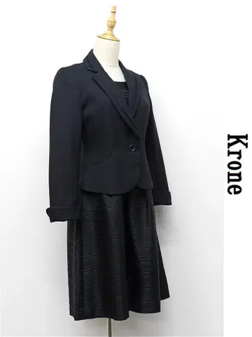 J374 / 새상품급 Krone 셋업 앙상블 트위드 라메 11 네이비