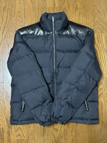 절개 가죽 다운 자켓