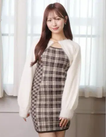 페더 체크 앙상블 원피스