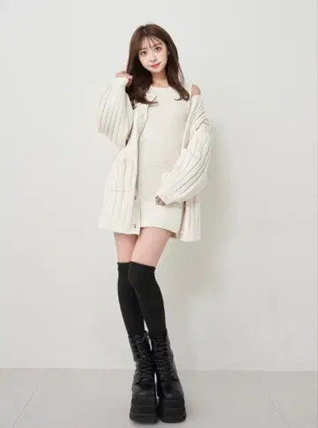 Darich 셔벗 앙상블 니트 미니 원피스 아이보리