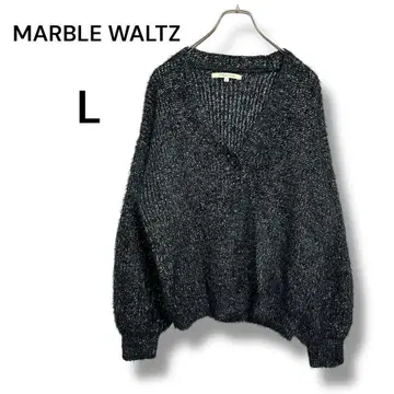 MARBLE WALTZ 라메 믹스 기모 V넥 가디건 L 루즈핏
