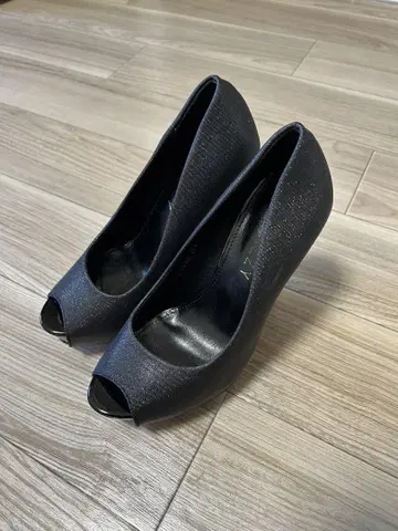 dazzy 오픈토 펌프스 힐 라메 믹스 블랙 24cm 캬바쿠라